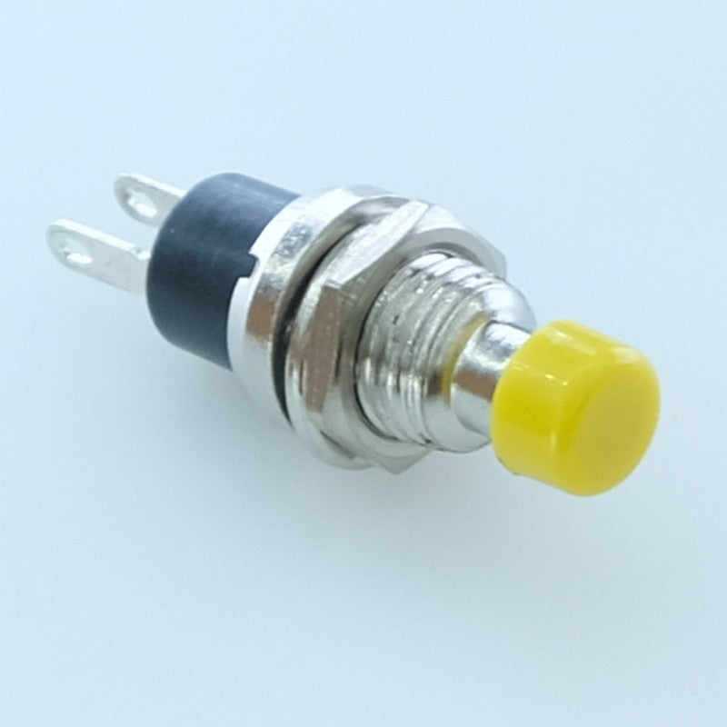 Poussoir miniature jaune NO 250VCA 500mA à souder