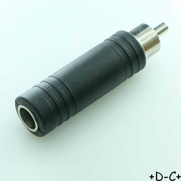 Adaptateur RCA mâle vers Jack 6.35mm mono femelle plastique
