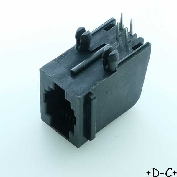 Embase plastique coudee RJ10 femelle 4P4C