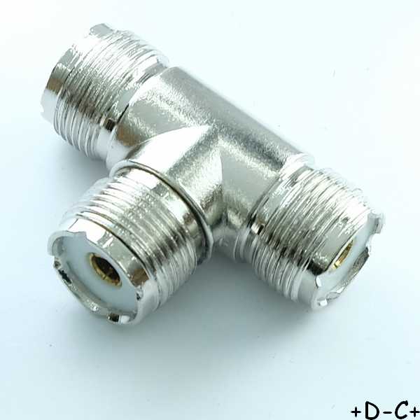 Adaptateur en TE UHF femelle vers 2 UHF femelle