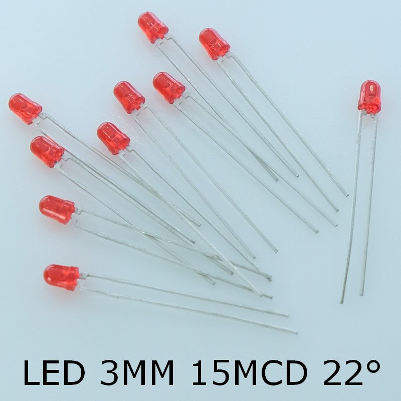 Led rouge 3mm 20mA 2V 635nm 15mcd TLHR4205 Vishay (lot de 10) - Distri-Compo