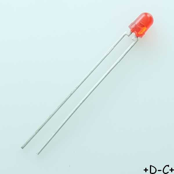Led rouge 3mm 20mA 2V 635nm 15mcd TLHR4205 Vishay RoHS
