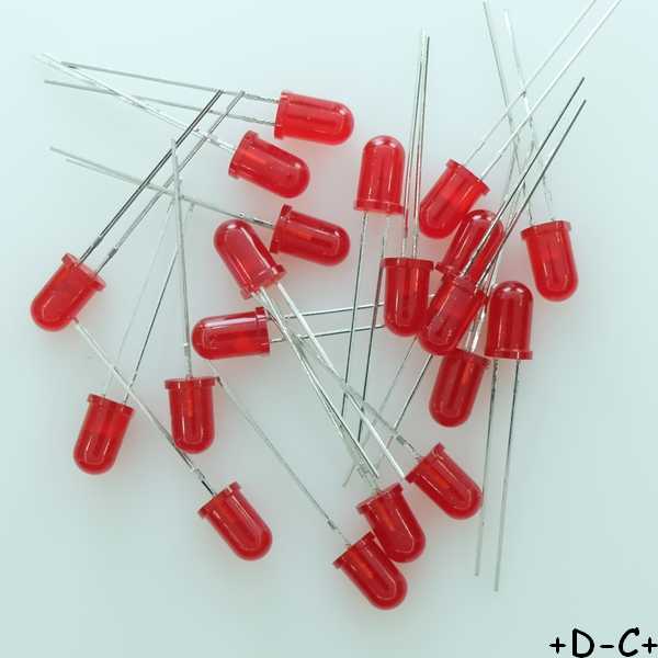 Led rouge 5mm 15mcd 630nm TLUR6400 Vishay RoHS (lot de 20)