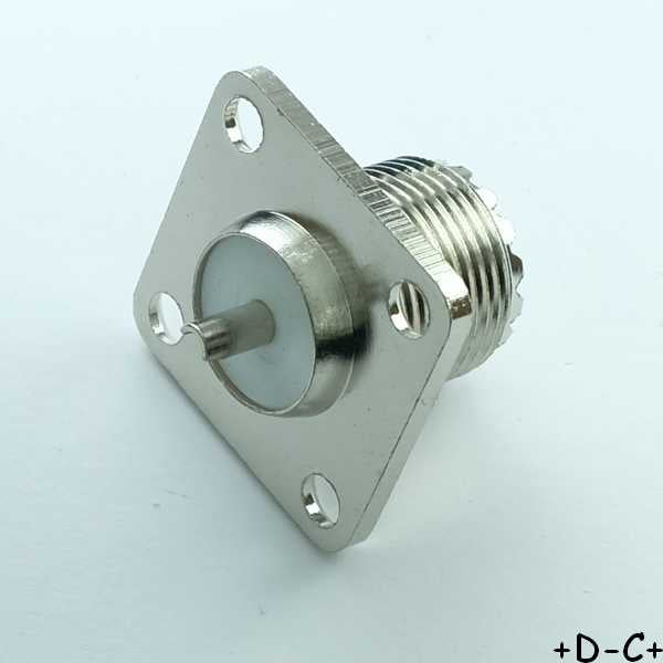 Embase chassis UHF PL259 femelle montage sur panneau