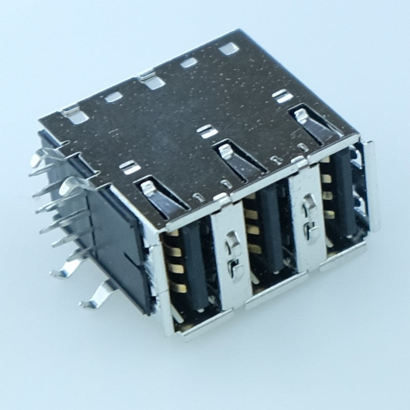 Embase USB triple type A pour circuit imprime