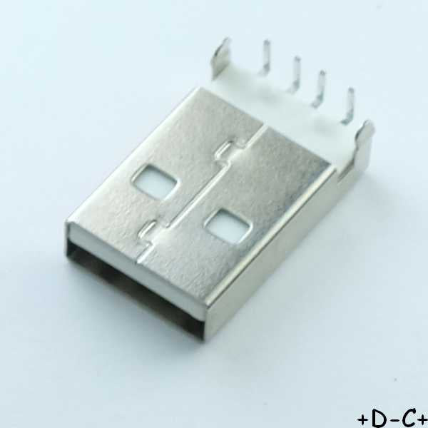 Embase USB type A mâle pour circuit imprime ultraplat