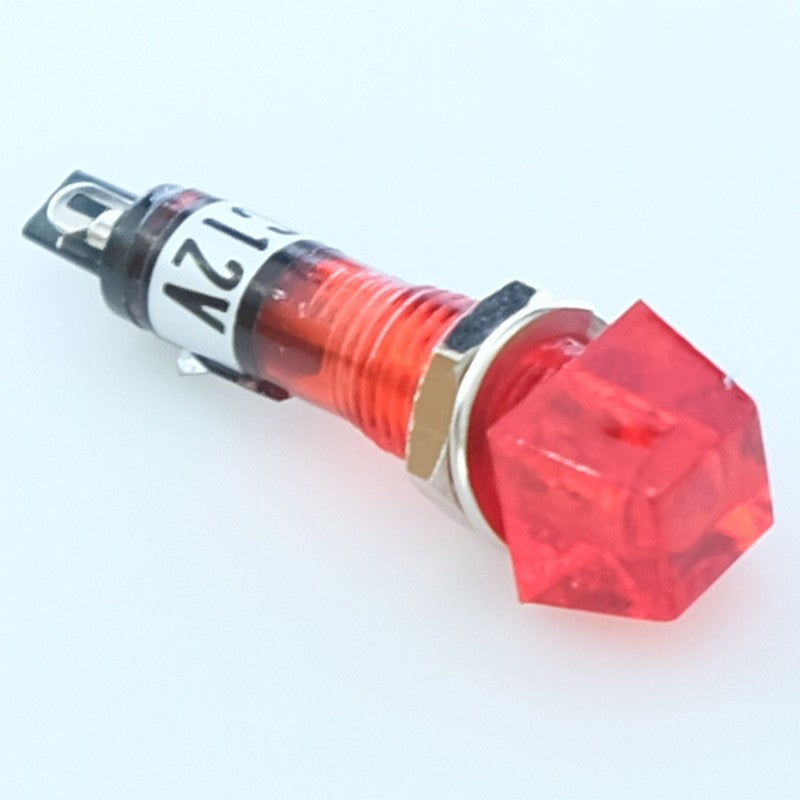 Voyant néon 12VDC rouge perçage 7mm carré 8x8mm - Distri-Compo