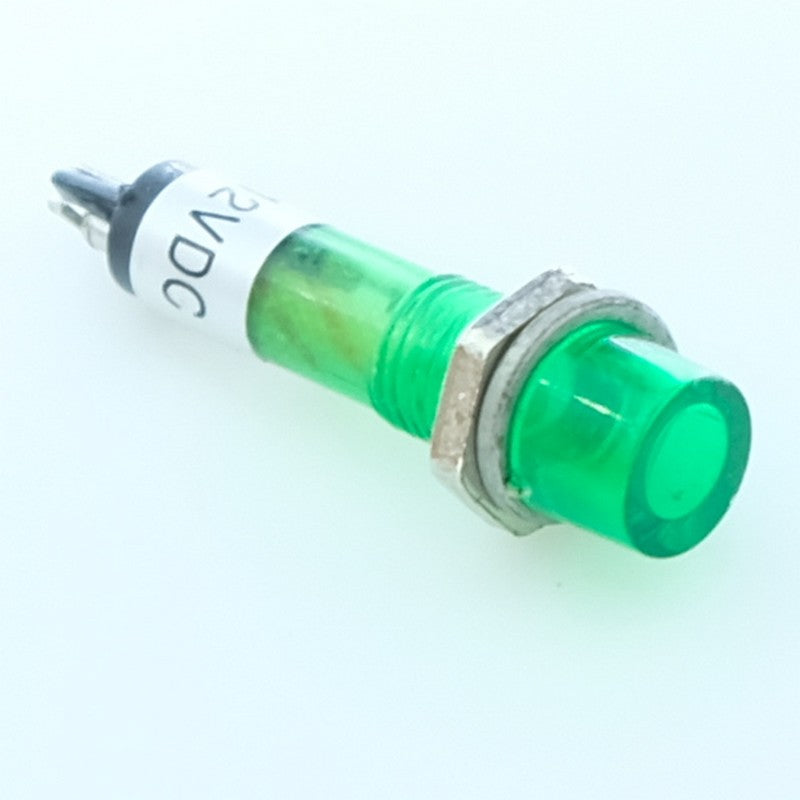 Voyant néon 12VDC vert perçage 7mm voyant 8mm - Distri-Compo