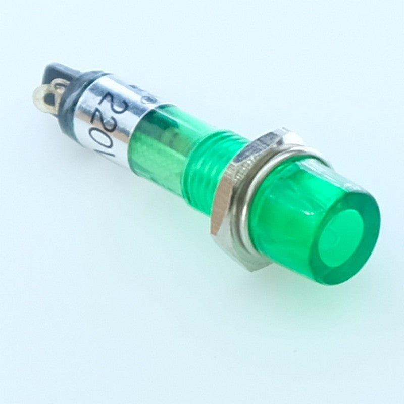 Voyant néon 220VAC vert perçage 7mm voyant 8mm - Distri-Compo