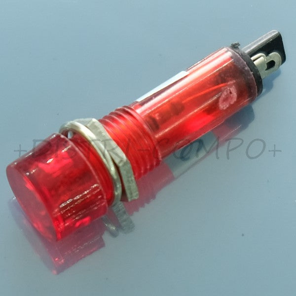 Voyant néon 220VAC rouge perçage 10mm voyant 12mm