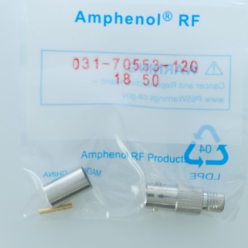 Fiche BNC femelle 75Ohm 12GHz à sertir L-5.5CUHD 031-70553-12G Amphenol - Distri-Compo
