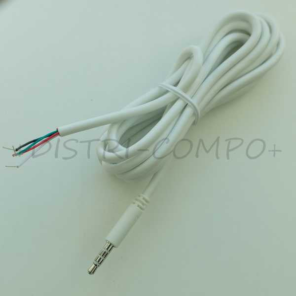 Câble Jack 3.5mm 4 contact mâle vers 4 fils 28AWG 1m83 10-00332 Tensility - Distri-Compo