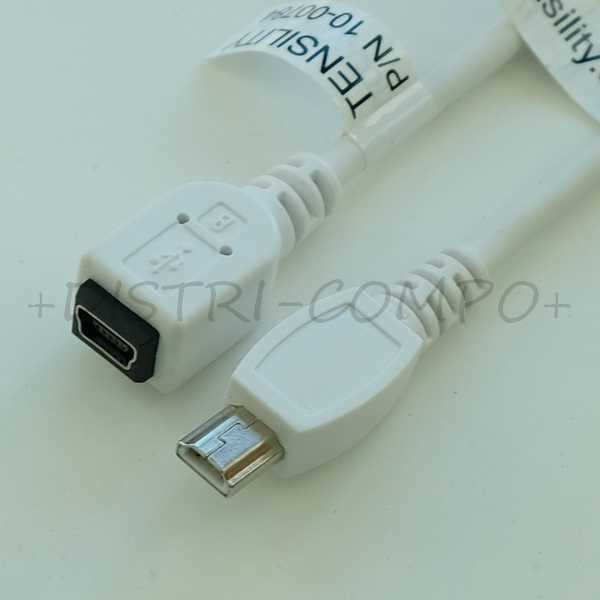 Cordon USB mini B 5P femelle vers USB mini A mâle 28AWG 10cm 10-00784 Tensility - Distri-Compo