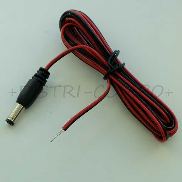 Câble Jack DC mâle 5.5x2.5x12mm vers 2 fils 24AWG 1m83 10-02321 Tensility - Distri-Compo
