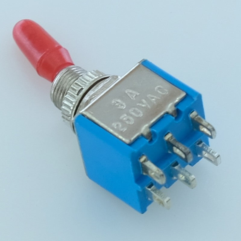 Commutateur à levier 2x ON-ON DPDT 3A 250V cosses 12.2x11.7x35 Goobay 10021 - Distri-Compo