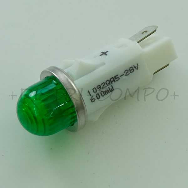 Indicateur LED vert montage panneau 28V 25mA 1092QA5-28V VCC RoHS