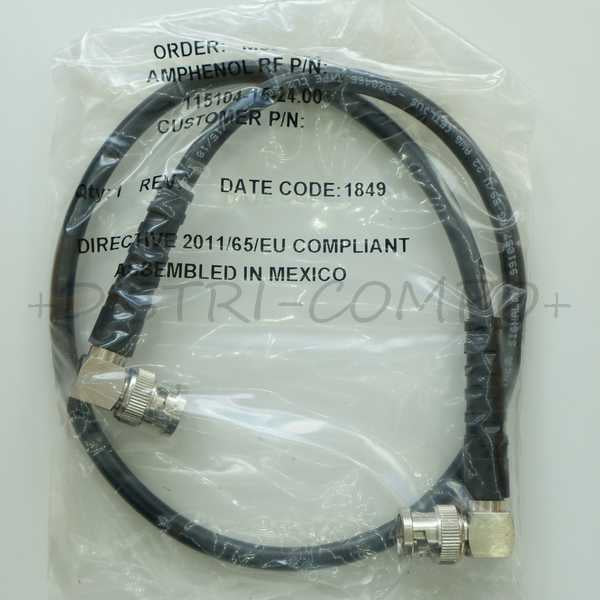 Cordon BNC coudé mâle RG59 75ohm 6GHz 61cm 115104-15-24.00 Amphenol RF - Distri-Compo