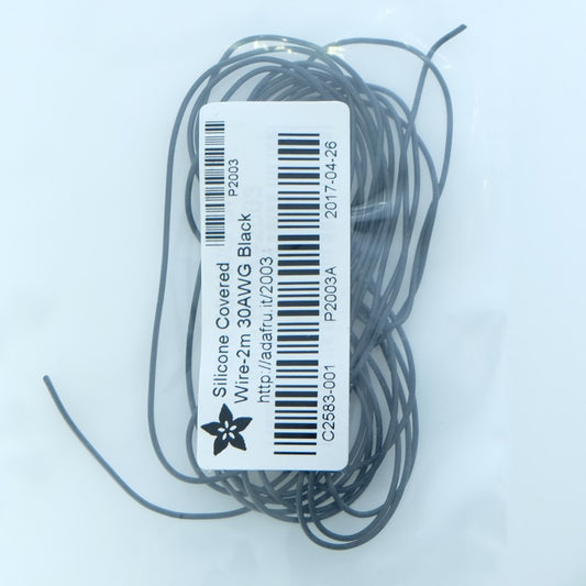 Fil de raccordement silicone 30AWG 600V 0.8mm 0.8A 2m noir 2003 Adafruit