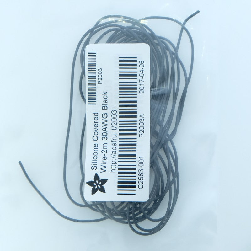 Fil de raccordement silicone 30AWG 600V 0.8mm 0.8A 2m noir 2003 Adafruit