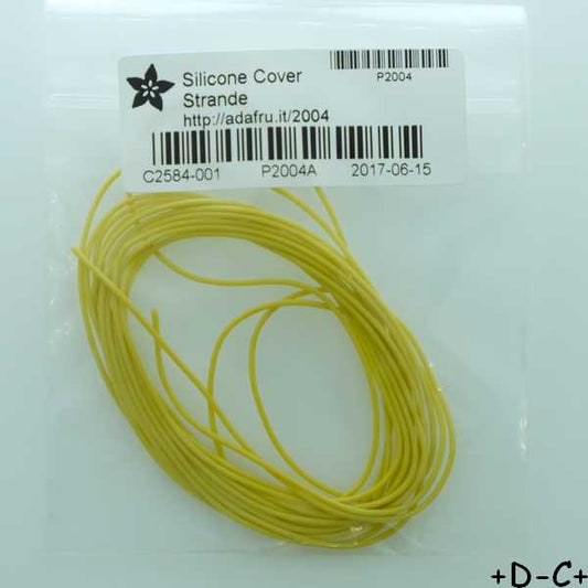 Fil de raccordement silicone 30AWG 600V 0.8mm 0.8A 2m jaune 2004 Adafruit