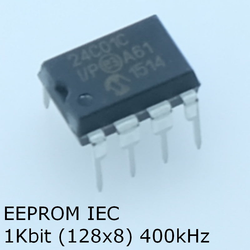 24C01C-I/P EEPROM I2C 1Kbit 128x8 bits 400kHz PDIP-8 Microchip