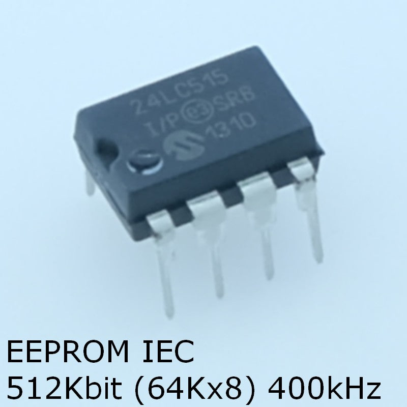 24LC515-I/P EEPROM I2C 512Kbit 64Kx8b 400kHz DIP-8 Microchip