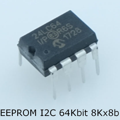 24LC64-I/P EEPROM I2C 64Kbit 8Kx8b 400kHz DIP-8 Microchip