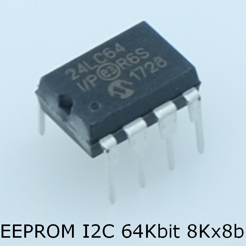 24LC64-I/P EEPROM I2C 64Kbit 8Kx8b 400kHz DIP-8 Microchip