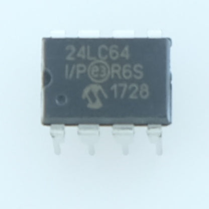24LC64-I/P EEPROM I2C 64Kbit 8Kx8b 400kHz DIP-8 Microchip