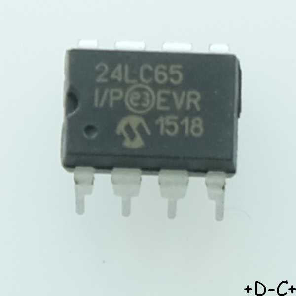 24LC65-I/P EEPROM I2C 65Kbit 8Kx8b 400kHz DIP-8 Microchip
