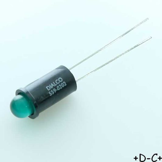 Indicateur LED 5mm vert 60° 5V 12mA montage panneau 559-0202-001F Dialight