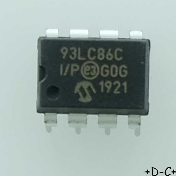 93LC86C-I/P EEPROM Microwire 16Kbit 2kx8b 1kx16b 3MHz DIP-8 Microchip