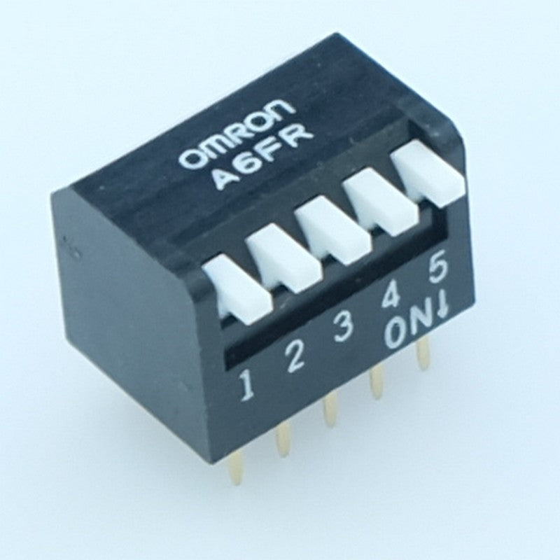 Dipswitch 5 positions piano long SPST 25mA 24VDC 2.54mm A6FR-5104 Omron