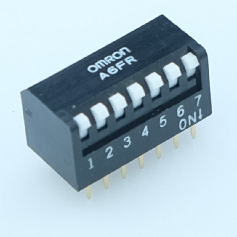 Dipswitch 7 positions piano SPST 25mA 24VDC 2.54mm A6FR-7101 Omron