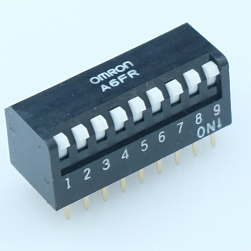 Dipswitch 9 positions piano SPST 25mA 24VDC 2.54mm A6FR-9101 Omron