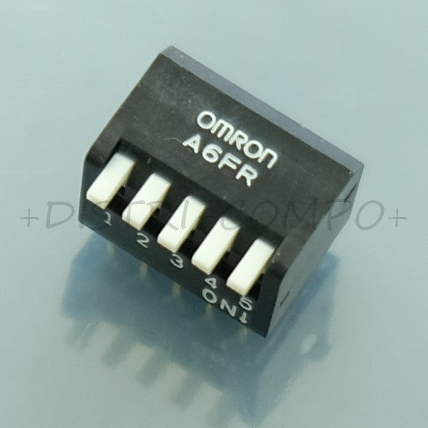 Dipswitch 5 positions piano long SPST 25mA 24VDC 2.54mm A6FR-5104 Omron