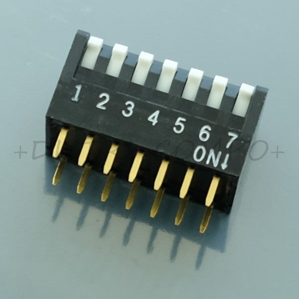 Dipswitch 7 positions piano SPST 25mA 24VDC 2.54mm A6FR-7101 Omron