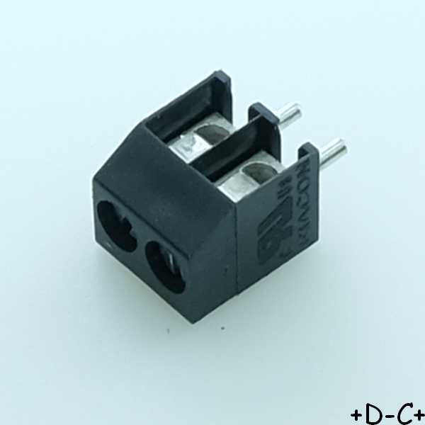 Bornier fil à carte 2 voies pas3.5mm 28AWG par vis 059 Metz Connect - Distri-Compo