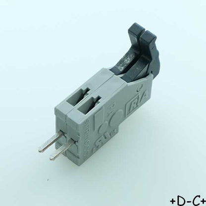 Bornier fil à carte 2 voies pas2.5 28AWG 0.5mm² verrou poussoir AST021 Metz Conn