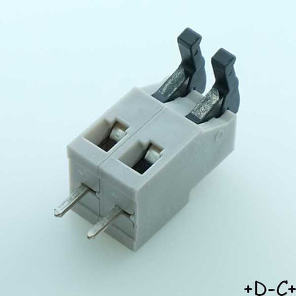 Bornier fil à carte 2 voies pas5 28AWG 1mm² verrou poussoir AST025 Metz Connect