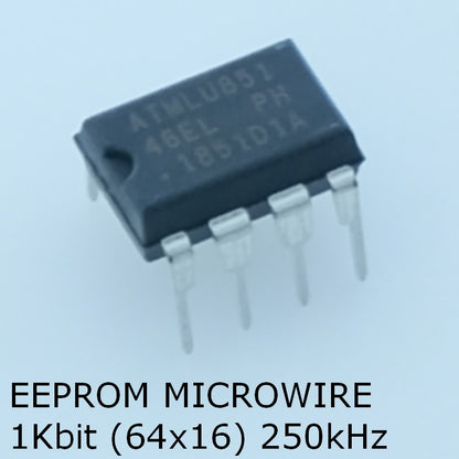 AT93C46E-PU EEPROM Microwire 1Kbit 64x16 bits 250kHz DIP-8 Microchip