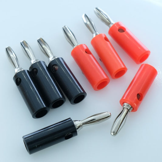 Fiche banane 4mm mâle plastique noire et rouge (lot de 8)