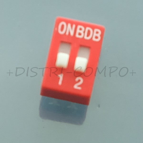 Dipswitch 2 positions droit 100mA 25VDC SPST BDB02 CK - Distri-Compo