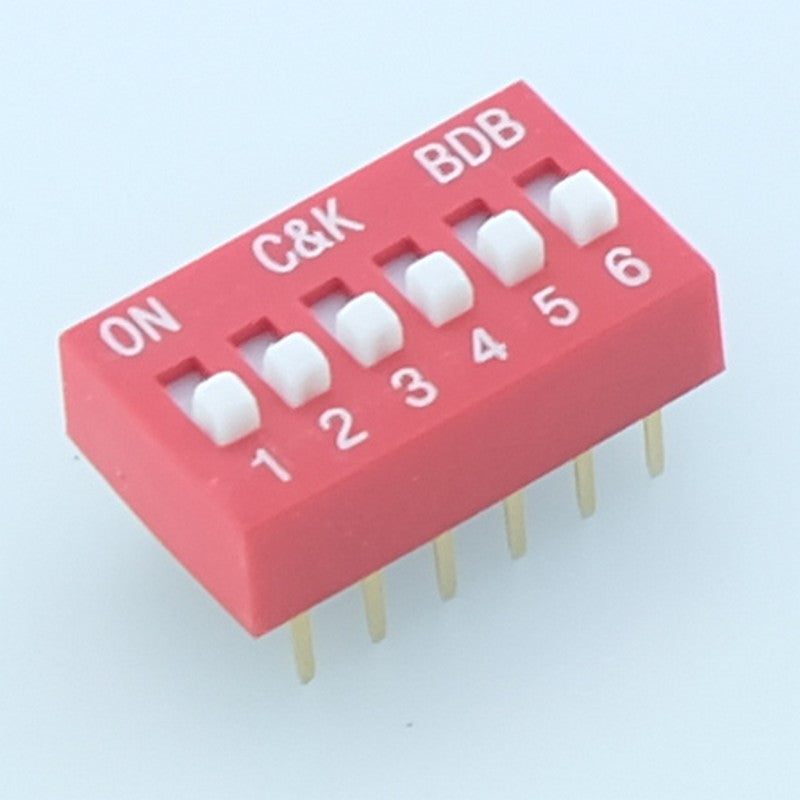 Dipswitch 6 positions droit 100mA 25VDC SPST BDB06 CK