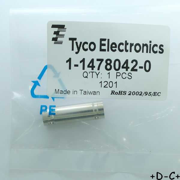 Adaptateur BNC femelle vers BNC femelle 0Hz to 2GHz 75ohm TE 1-1478042-0 - Distri-Compo