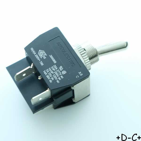 Commutateur à levier ON-OFF DPST 16A 250V C3950BBAAA Arcolectric