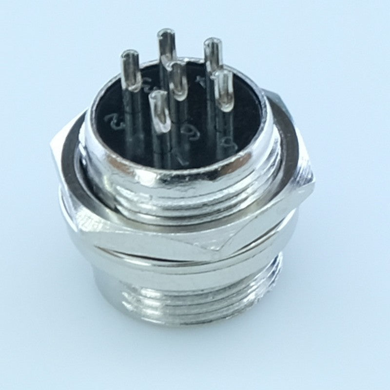 Embase 6 broches mâle microphone radio 125V 4A RND205-01362 - Distri-Compo