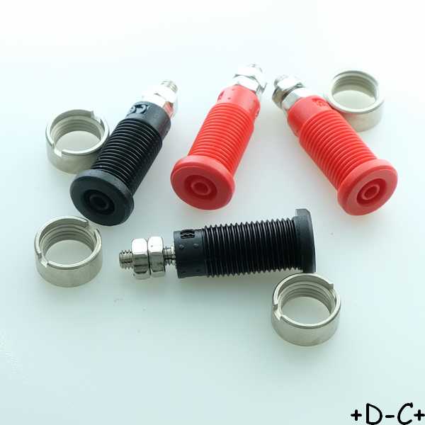 Douille châssis à visser 2mm noire et rouge 2284 Electro PJP (lot de 4)