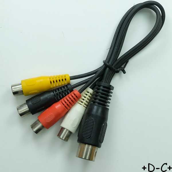 Cordon DIN 5 broches mâle vers 4 RCA femelle 15cm - Distri-Compo