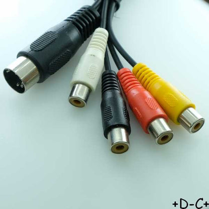 Cordon DIN 5 broches mâle vers 4 RCA femelle 15cm